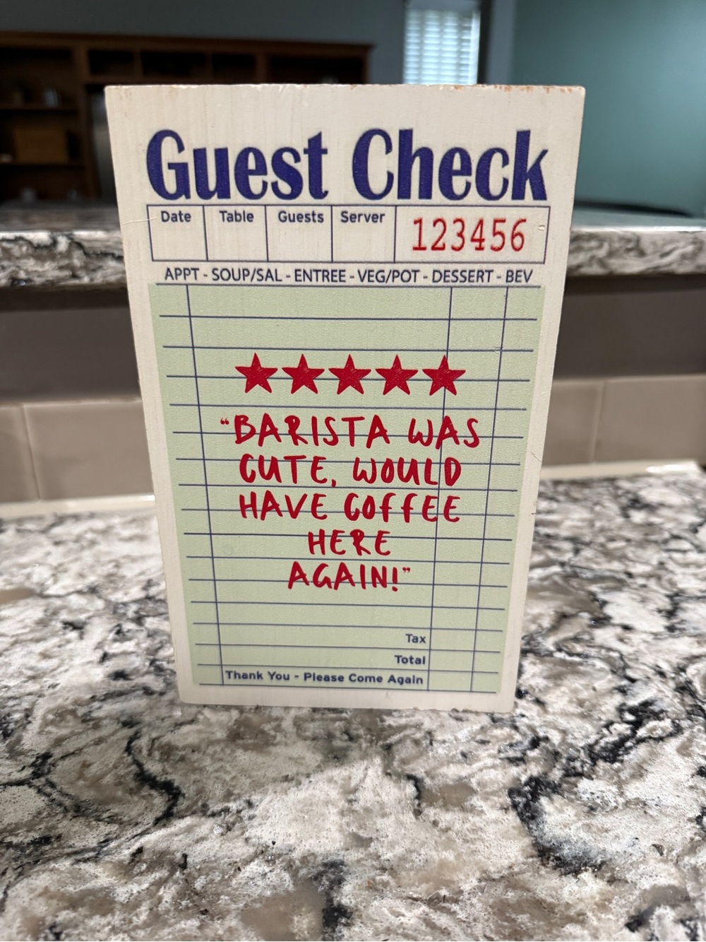 Hobby Lobby Guest Check Sign - Red and Blue